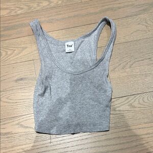 TNA Heather Gray Ribbed Cropped Tank